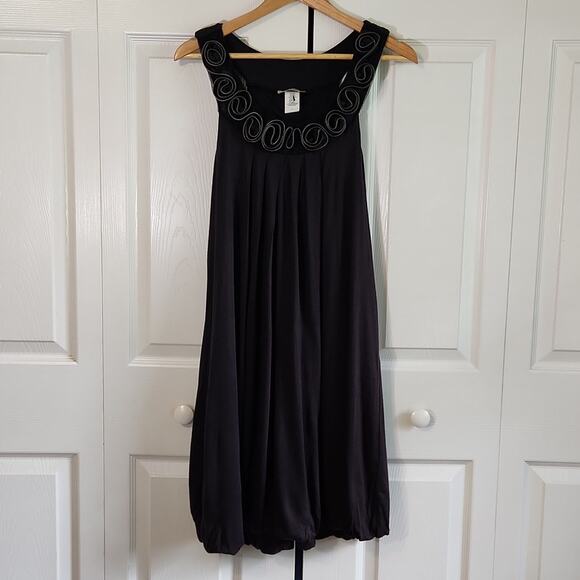Vintage Vibe Womens Black Dress Size SM Sleeveless Zipper Deco Bubble Hem Unique - Picture 1 of 11